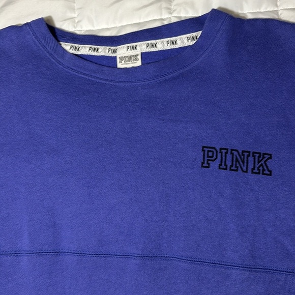 Victoria's Secret Pink Sweatshirt Purple Crew Neck -Love Pink- Lightweight XS - Picture 3 of 8